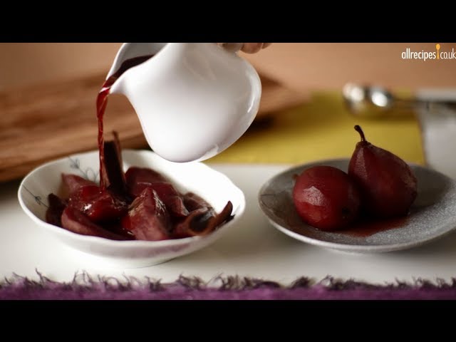 Red wine poached pears recipe video